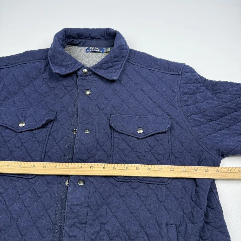Polo Ralph Lauren Jacket Mens 2XB Navy Quilted Fleece Lined Full Zip Overshirt
